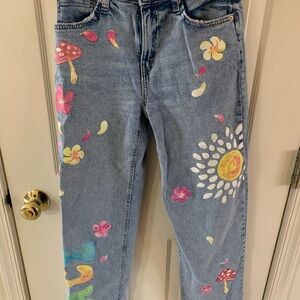 Wild Fable Blue Jeans with Floral and Sun Design